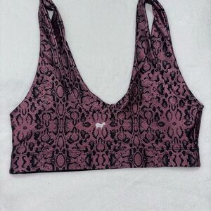 Goldsheep Pink and Black Snake Print Sports Bra